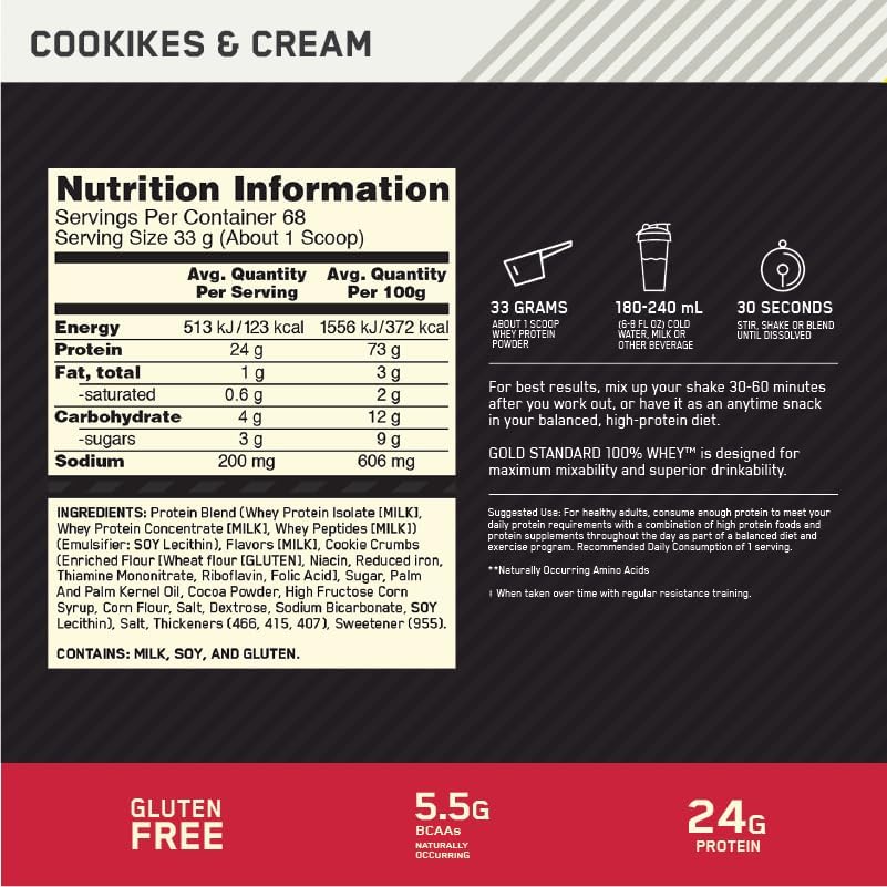 ON Gold Standard 100% Whey Protein, 5 LBs