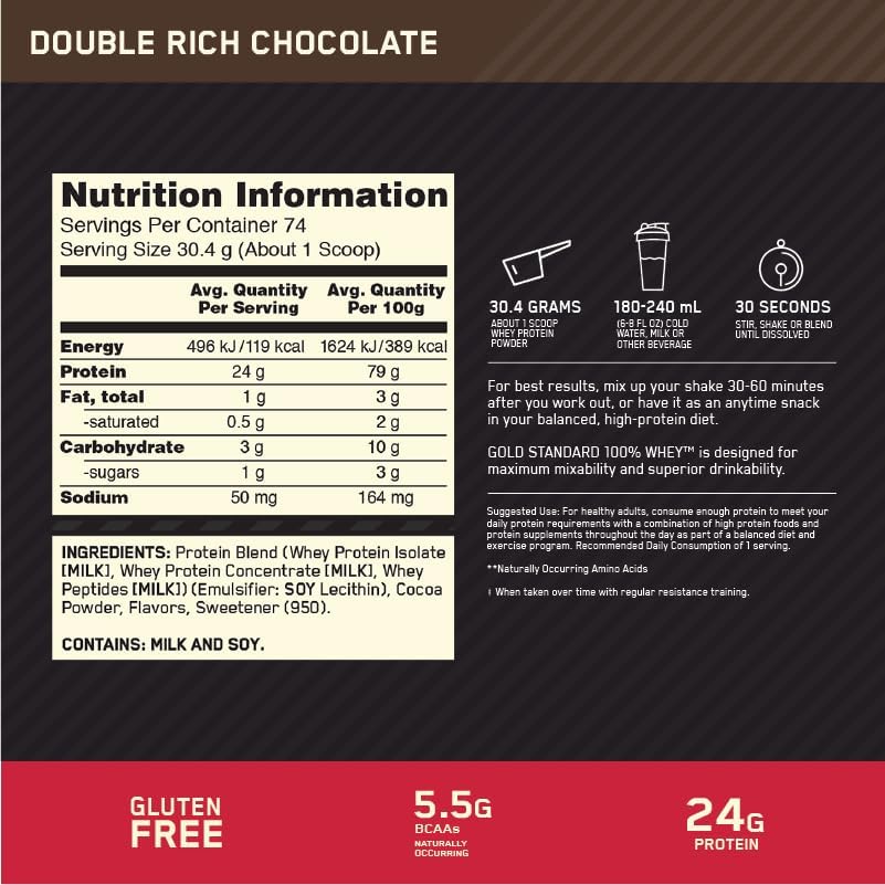 ON Gold Standard 100% Whey Protein, 5 LBs